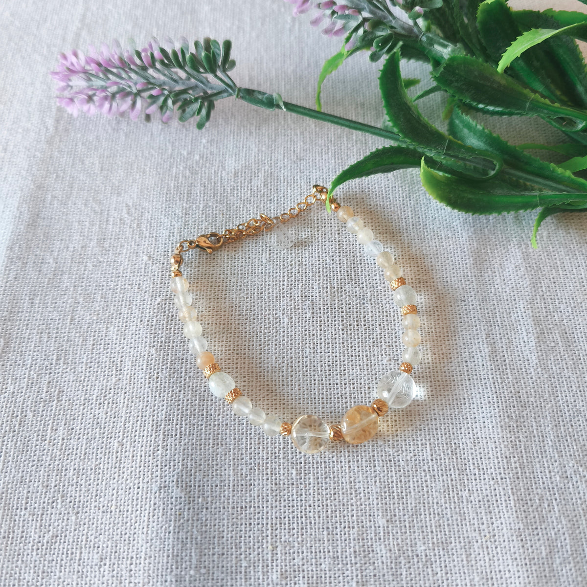 Pulsera Amuleto Citrino de Mineral Natural | Calidez, Abundancia y Vitalidad