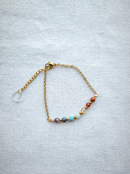 Pulsera 7 Chakras Cadena Piedras Pequeñas Dorado