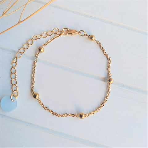 Pulsera Bolitas ·4· Acero Dorado