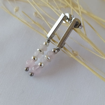 Pendientes Artemisa Plateado Cuarzo Rosa