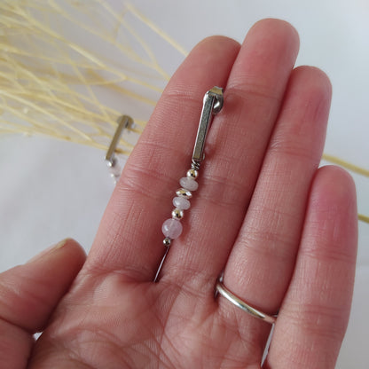 Pendientes Artemisa Plateado Cuarzo Rosa