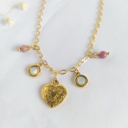 Collar Luana Rodocrosita y Cristal