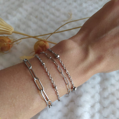 Pulsera Bolitas ·2· Plateado Acero