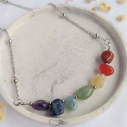 Collar 7 Chakras Plateado