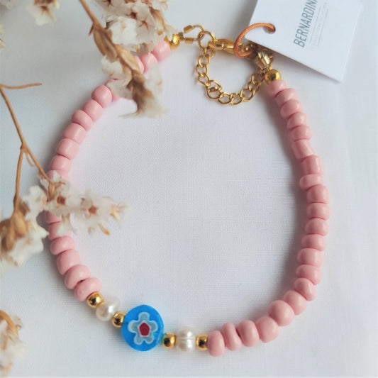 Pulsera Flor Millefiore Rocalla