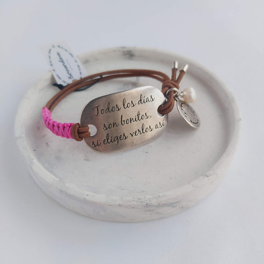 Pulsera Frases Todos Los Días Elástica Chapa Zamak baño de plata chapa frases Frases Positivas